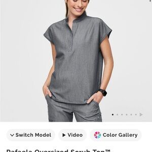 Gray Women's Oversized Scrub Top
